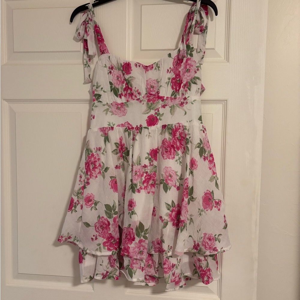 Altar'd State Pink and White Floral Mini Dress